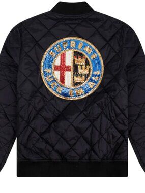 SUPREME Sequin Patch Quilted Bomber Jacket Black RARE